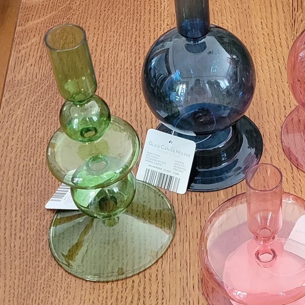 Huntington Home Glass Candle Holder - Green Tall - Picture 4 of 6